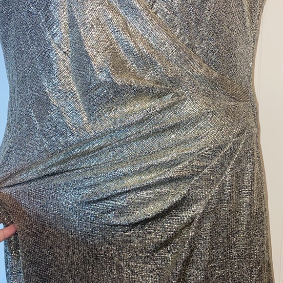 LRL gold shimmer evening gown floor length good stretch fully lined - Picture 9 of 12